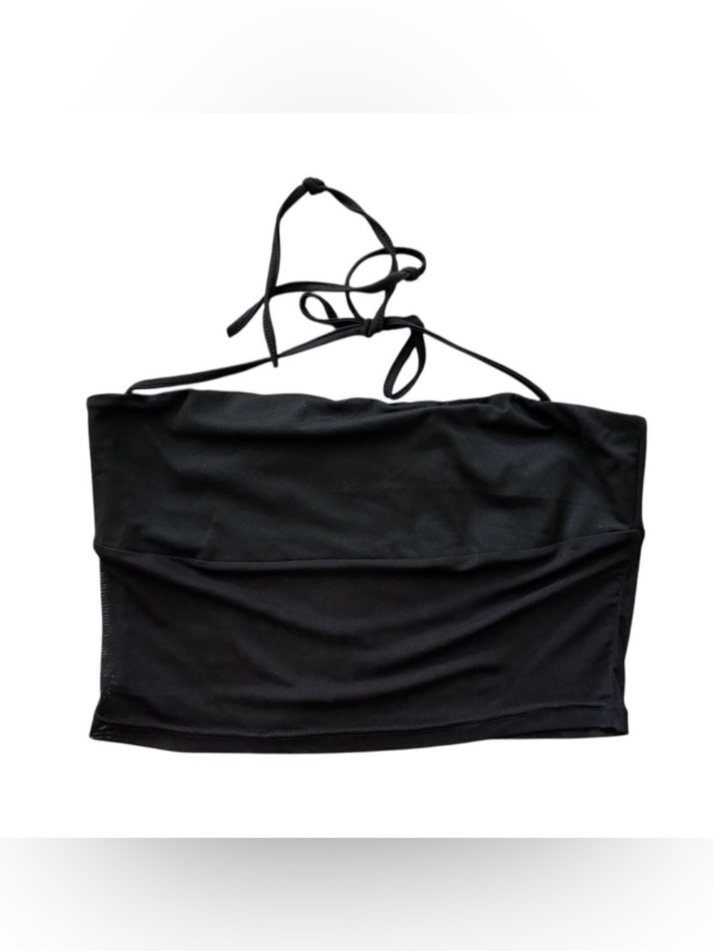 Black Halter Tube Top with Tie Straps - Women